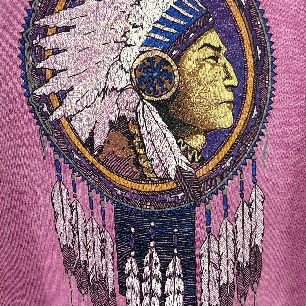 Vintage Native Indian Sweatshirt Purple Medium Y2K Western Graphic Distressed - Picture 3 of 13